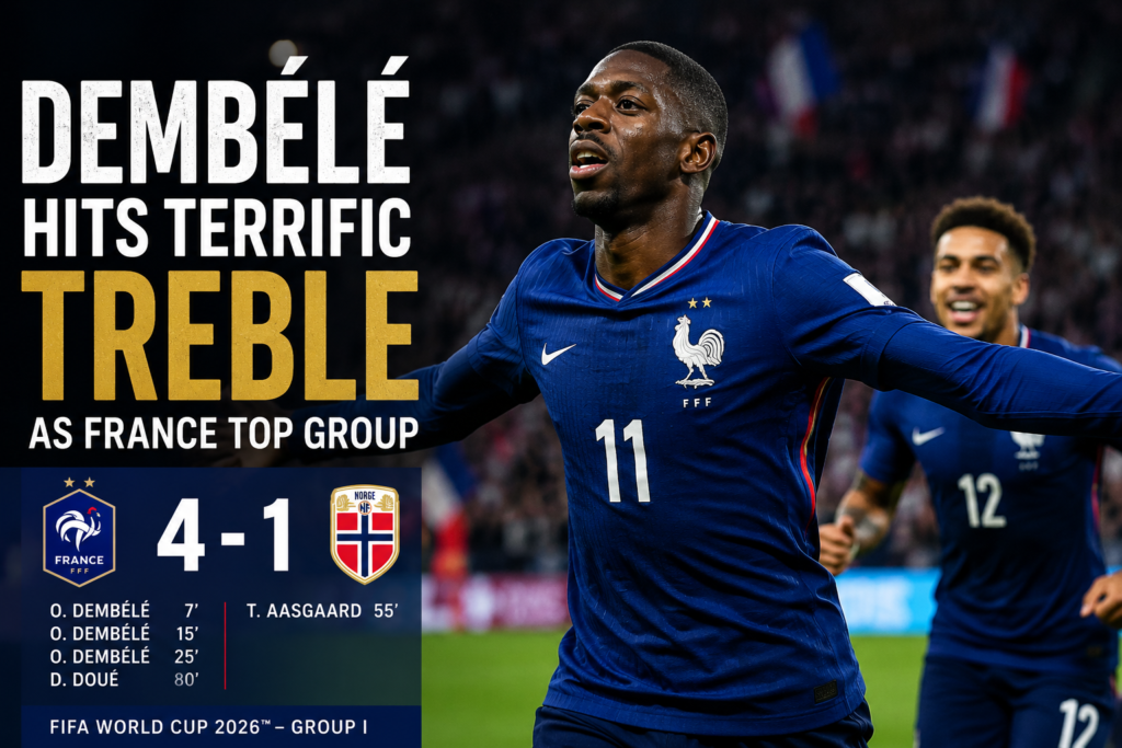Ousmane Dembélé hit an hatrick againts Norway