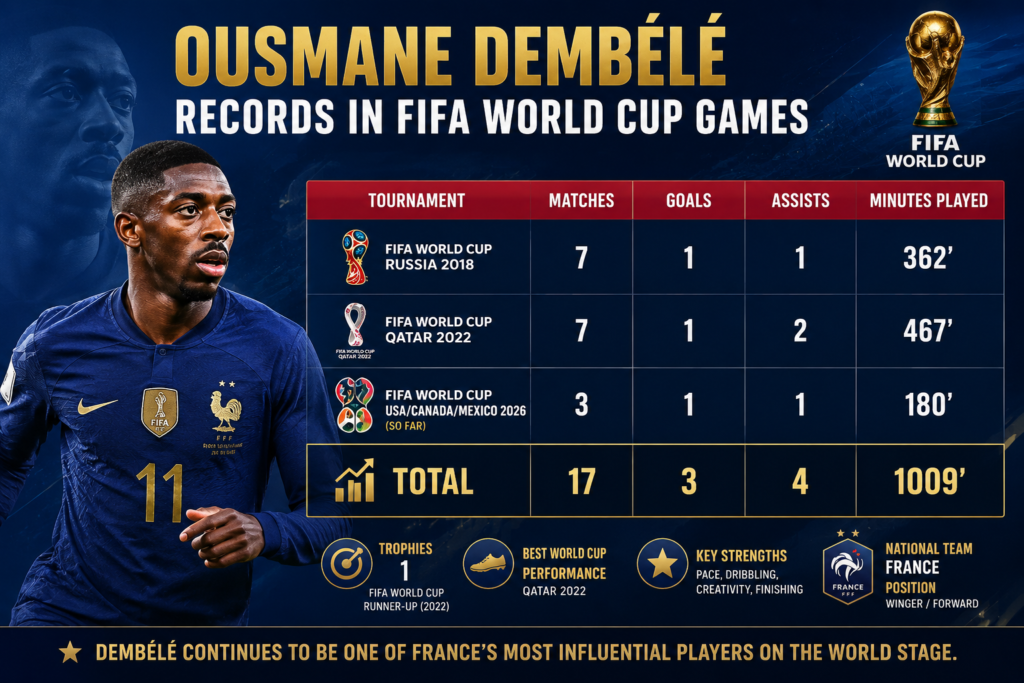 ousmane Dembele records in fifa world cup games